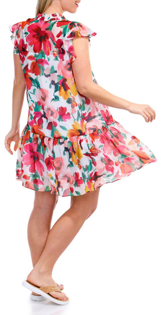 Thumbnail 2: JULIA JORDAN Julia Jordan Womens Short Sleeve Print Chiffon Mini Dress 
