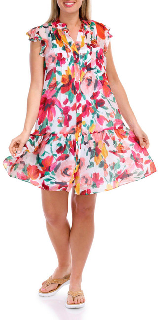 Thumbnail 4: JULIA JORDAN Julia Jordan Womens Short Sleeve Print Chiffon Mini Dress 