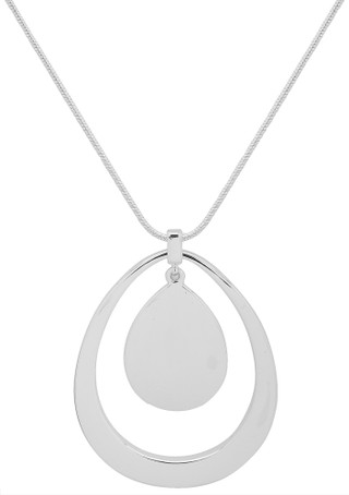 Thumbnail 1: NINE WEST Nine West Snake Chain Teardop Pendant Necklace 