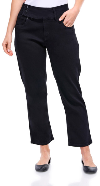 Thumbnail 2: T. Tahari T. Tahari Petite Tripple Button Slim Straight Leg Jeans 