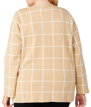 Thumbnail 2: Rafaella Rafaella Plus Windowpane Sweater Cardigan 