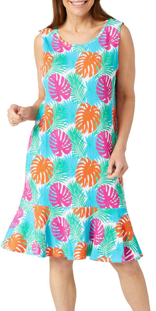 Thumbnail 1: Kaktus Kaktus Womens Sleeveless Textured Knit Flare Dress 