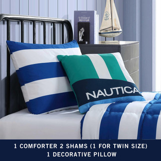Thumbnail 30: Nautica Nautica Kids 3-Piece Huck Stripe Comforter & Sham Set 