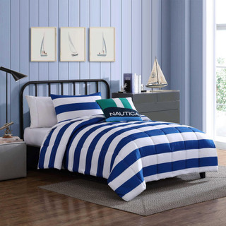 Thumbnail 4: Nautica Nautica Kids 3-Piece Huck Stripe Comforter & Sham Set 