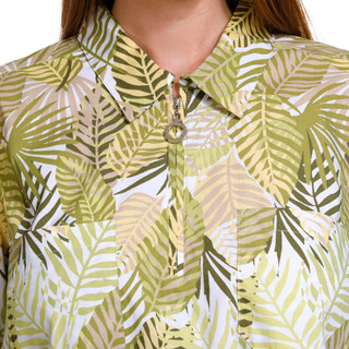 Thumbnail 3: Coral Bay Coral Bay Petite Printed Zip Front 3/4 Sleeve Top 
