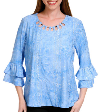 Thumbnail 1: Coral Bay Coral Bay Petite Sequin Embellished 3/4 Sleeve Top 