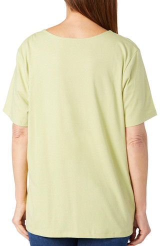 Thumbnail 2: Coral Bay Coral Bay Womens Short Sleeve Embellished V-Neck Tee 