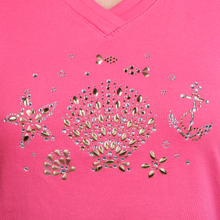 Thumbnail 3: Coral Bay Coral Bay Womens Short Sleeve Embellished Sea Shell Tee 