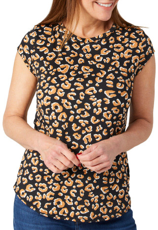 Thumbnail 1: Blue Sol Blue Sol Womens Leopard Print Cap Sleeve Top 