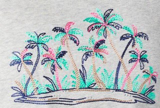 Thumbnail 3: Coral Bay Coral Bay Womens Short Sleeve Oasis Palm Embellished Tee 