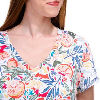 Thumbnail 4: Blue Sol Blue Sol Womens Short Sleeve Citrus Print Luxey V-Neck Top 