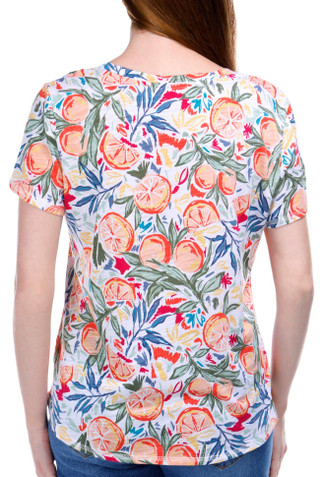Thumbnail 3: Blue Sol Blue Sol Womens Short Sleeve Citrus Print Luxey V-Neck Top 