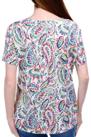 Thumbnail 3: Blue Sol Blue Sol Womens Short Sleeve Paisley Print Luxey Scoop Top 