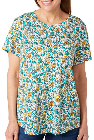 Thumbnail 1: Blue Sol Blue Sol Womens Short Sleeve Summer Vines Luxey Scoop Top 