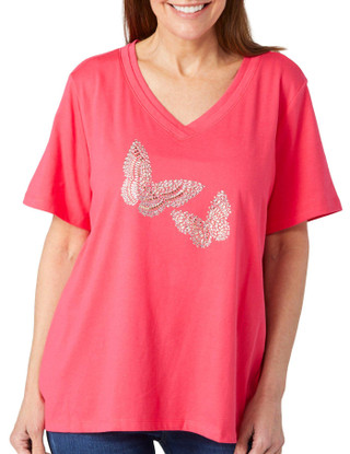 Thumbnail 1: Coral Bay Coral Bay Womens Short Sleeve Embellished Tee 