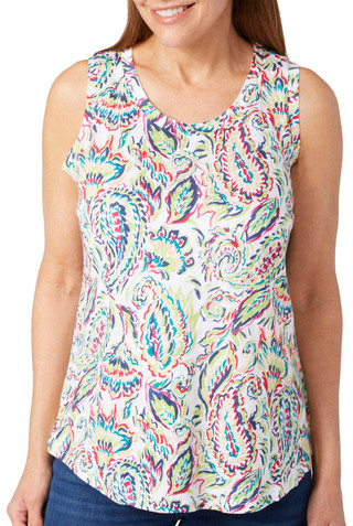 Thumbnail 1: Blue Sol Blue Sol Womens Luxey Swirl Paisley Print Scoop Tank Top 