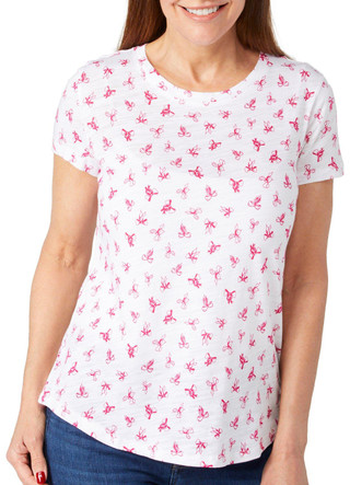 Thumbnail 1: Blue Sol Blue Sol Womens Short Sleeve Bow Print Luxey Scoop Top 