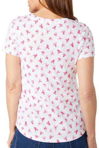 Thumbnail 2: Blue Sol Blue Sol Womens Short Sleeve Bow Print Luxey Scoop Top 