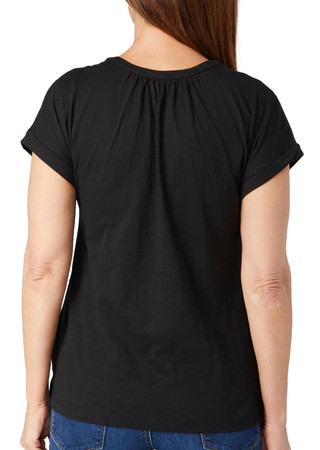 Thumbnail 2: Coral Bay Coral Bay Womens Solid Dolman Henley Short Sleeve Top 