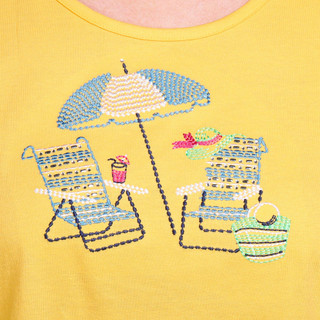 Thumbnail 3: Coral Bay Coral Bay Womens Short Sleeve Embroidered Beach Top 