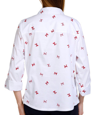 Thumbnail 2: Coral Bay Coral Bay Womens Bow Print Button Down 3/4 Sleeve Top 
