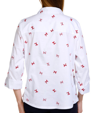 Thumbnail 2: Coral Bay Coral Bay Womens Bow Print Button Down 3/4 Sleeve Top 