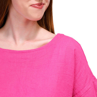 Thumbnail 2: Kaktus Kaktus Womens Short Sleeve Back Vented Solid Top 