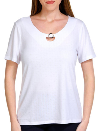 Thumbnail 1: Coral Bay Coral Bay Womens Keyhole Ring Short Sleeve Top 