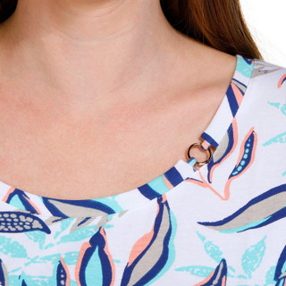 Thumbnail 3: Coral Bay Coral Bay Womens Side Ring Elegant Frond Print Top 