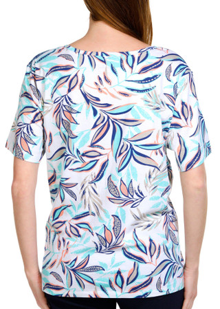 Thumbnail 2: Coral Bay Coral Bay Womens Side Ring Elegant Frond Print Top 