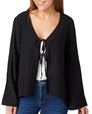 Thumbnail 1: BUNULU Bunulu Womens Long Sleeve Tie Front Cardigan 