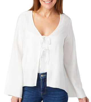 Thumbnail 1: BUNULU Bunulu Womens Long Sleeve Tie Front Cardigan 