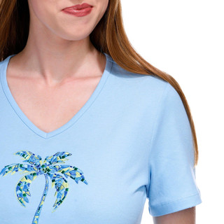 Thumbnail 2: Coral Bay Coral Bay Womens Short Sleeve Mosaic Palm Tree Top 