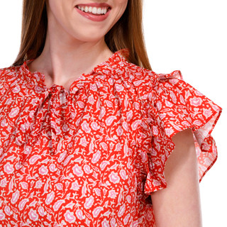 Thumbnail 2: Blue Sol Blue Sol Womens Floral Ruffle Sleeve Top 