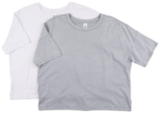 Thumbnail 1: 90 DEGREE BY REFLEX 90 Degrees Womens 2 Pk Super Soft Boxy Cropped Tees 
