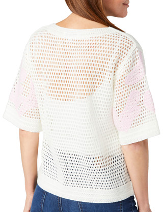 Thumbnail 2: GEMMA & JANE Gemma & Jane Womens Embroidered Short Sleeve Open Knit Top 