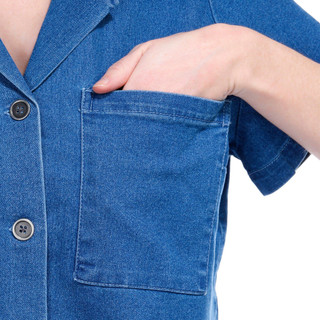 Thumbnail 4: BUNULU Bunulu Womens Short Sleeve Denim Button Down Top 