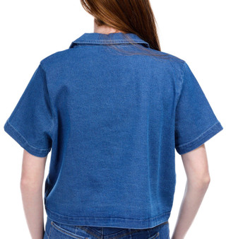 Thumbnail 3: BUNULU Bunulu Womens Short Sleeve Denim Button Down Top 