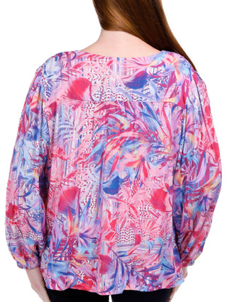 Thumbnail 3: BUNULU Bunulu Womens Long Sleeve Metallic Floral Buttoned Top 