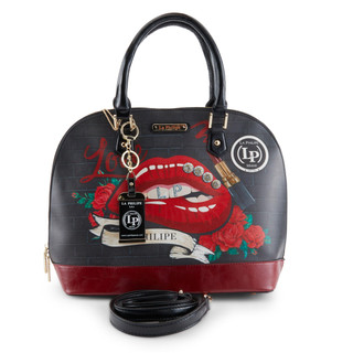 Thumbnail 1: LA PHILIPE La Philipe Red Lips Large Bowler Handbag 