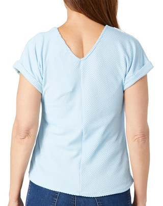 Thumbnail 2: BUNULU Bunulu Womens Short Sleeve Crochet Trim Top 
