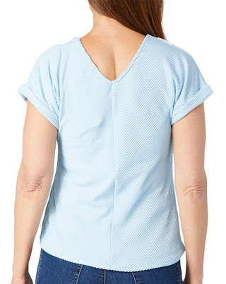 Thumbnail 2: BUNULU Bunulu Womens Short Sleeve Crochet Trim Top 