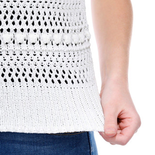 Thumbnail 2: GREIGE Greige Womens Sleeveless Open Knit Sweater Vest 