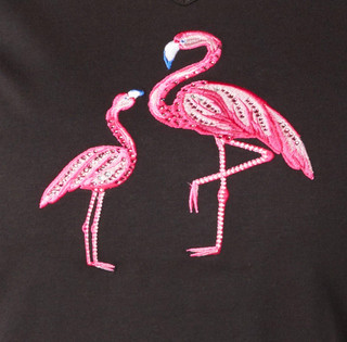 Thumbnail 3: Coral Bay Coral Bay Womens Embellished Flamingo Short Sleeve Top 