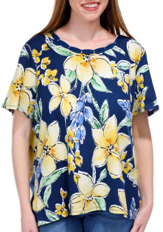 Thumbnail 1: Alfred Dunner Alfred Dunner Womens Short Sleeve Print Top 