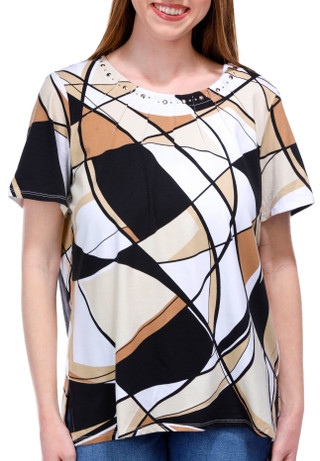 Thumbnail 1: Alfred Dunner Alfred Dunner Womens Short Sleeve Print Top 