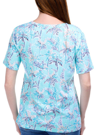 Thumbnail 3: Coral Bay Coral Bay Womens Print Keyhole Short Sleeve Top 