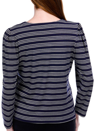 Thumbnail 3: Democracy Democracy Womens Striped Long Sleeve Rib Knit Top 