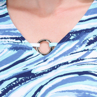 Thumbnail 2: Coral Bay Coral Bay Womens Print Keyhole Short Sleeve Top 