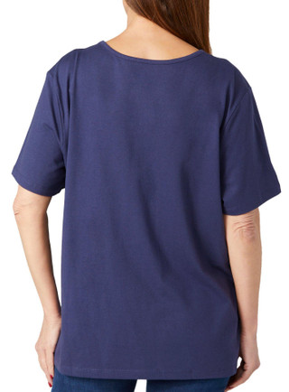 Thumbnail 2: Coral Bay Coral Bay Womens Solid Embellished Short Sleeve Top 